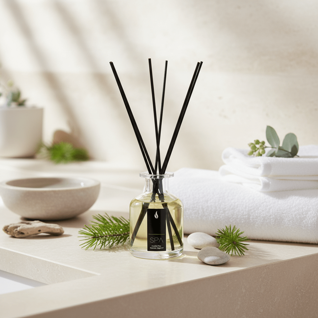 Parks Candles SPA Alpine diffuser bottle with 100ml capacity, featuring a sleek design and natural scent ingredients.