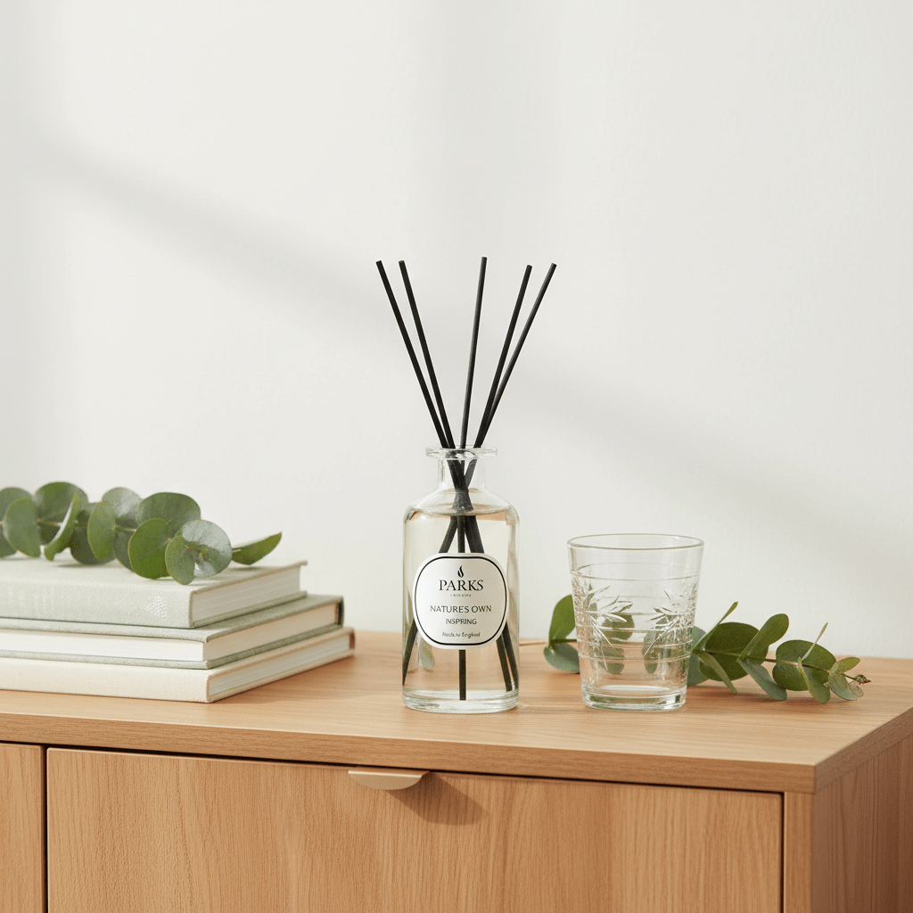 Parks Candles Inspiring 220ml fragrance diffuser with elegant glass bottle and reed sticks for fresh aroma diffusion