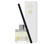 Lemon Verbena reed diffuser by Parks Candles with a 100ml glass bottle and natural reed sticks for fresh, citrusy scent.