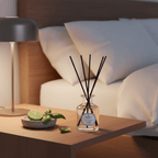 Parks Candles NO10 Lime, Basil and Mandarin Reed Diffuser 100ml with a sleek glass bottle and natural reed sticks.