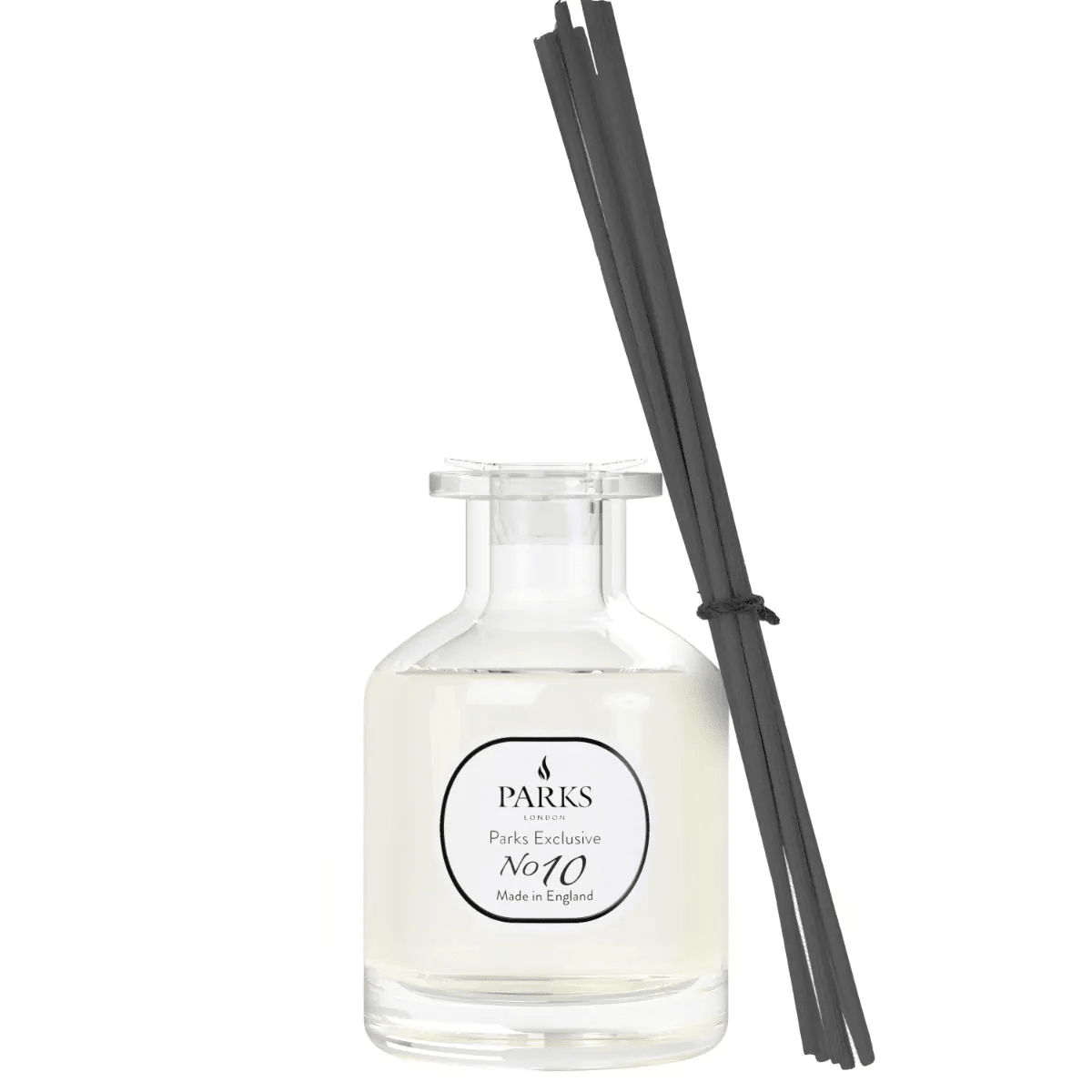 Parks Candles NO10 Lime, Basil, and Mandarin Reed Diffuser 100ml with a glass bottle and reed sticks on a neutral background.