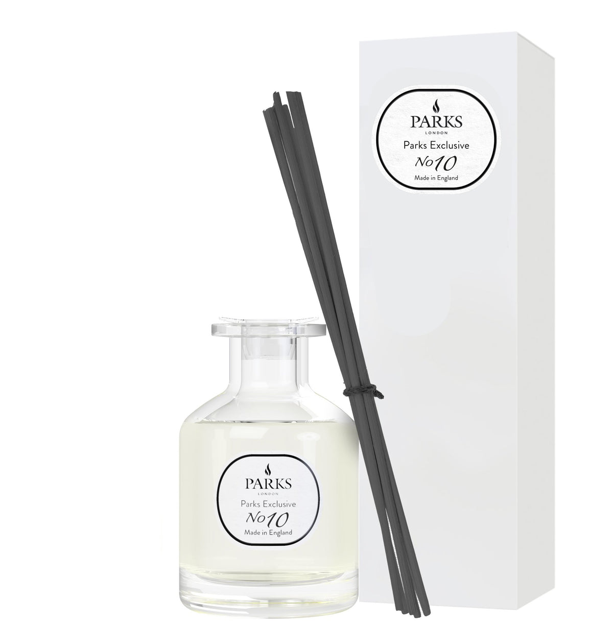 Parks Candles NO10 Lime, Basil, and Mandarin Reed Diffuser 100ml with elegant glass bottle and reed sticks for fresh fragrance