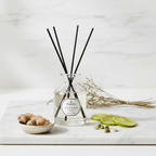 Parks Candles Nordic Spa reed diffuser 100ml with elegant glass bottle and natural reed sticks for home fragrance.