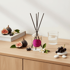 Parks Candles Wild Fig, Cassis & Orange Blossom Reed Diffuser 220ml with elegant glass bottle and natural reed sticks.