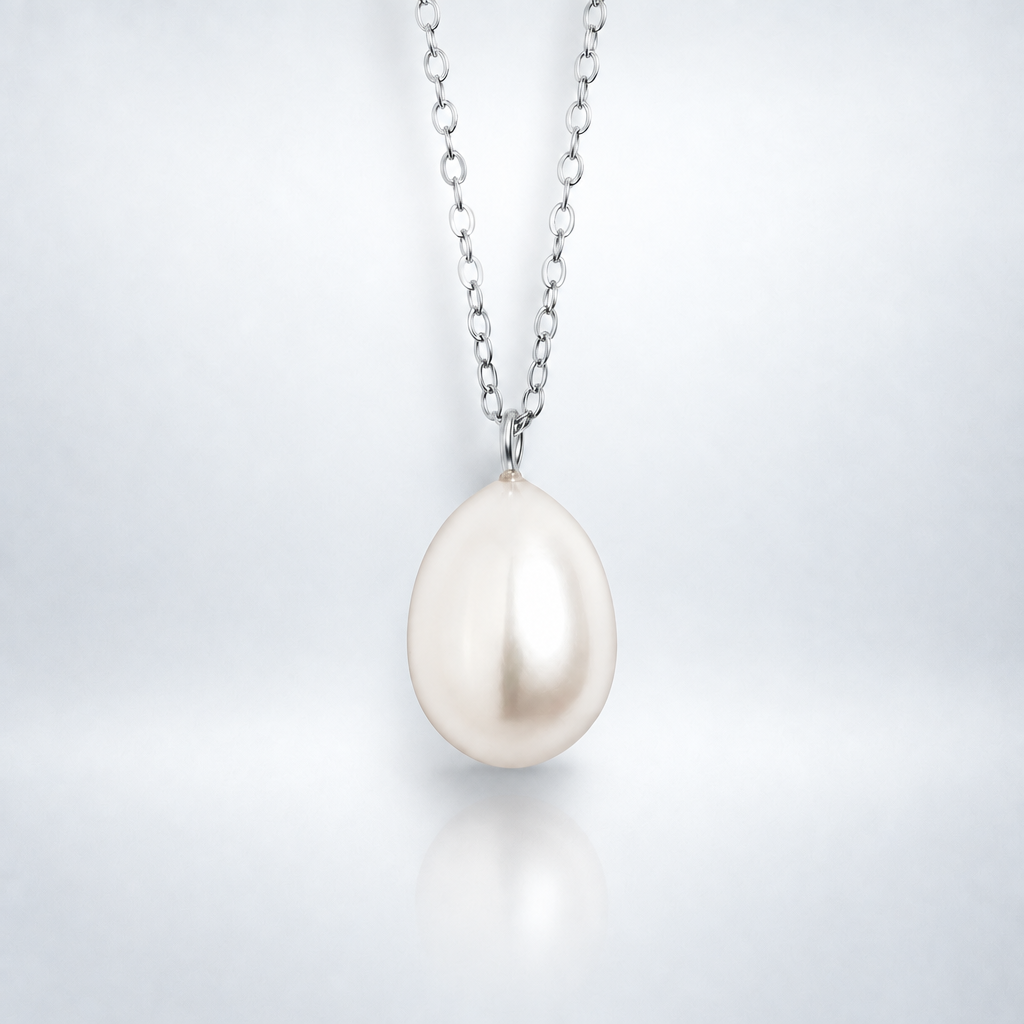 Large Freshwater Pearl Pendant Necklace in Sterling Silver