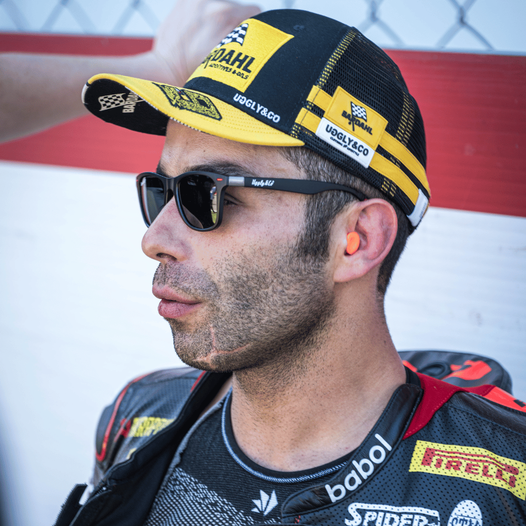 Danilo Petrucci branded trucker cap by Uggly and Co featuring Petrucci's logo and design on the front panel.