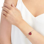 Poppy Heart Sterling Silver Bangle with Real Flowers