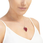 Real Poppy Flower Heart Necklace in Sterling Silver