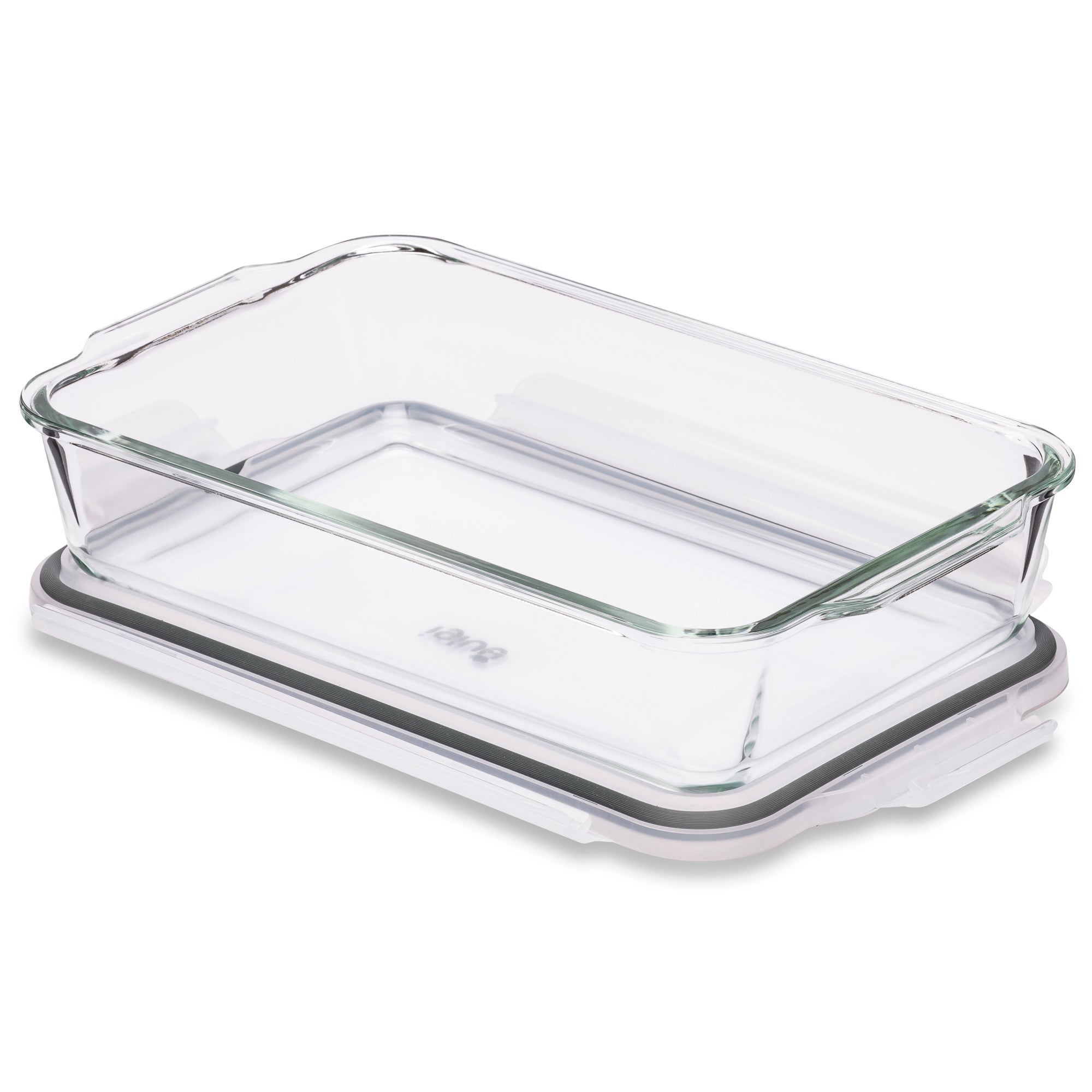 Igluu 2.2L borosilicate glass lasagne dish with lid for baking and meal prep, clear and sturdy for oven use
