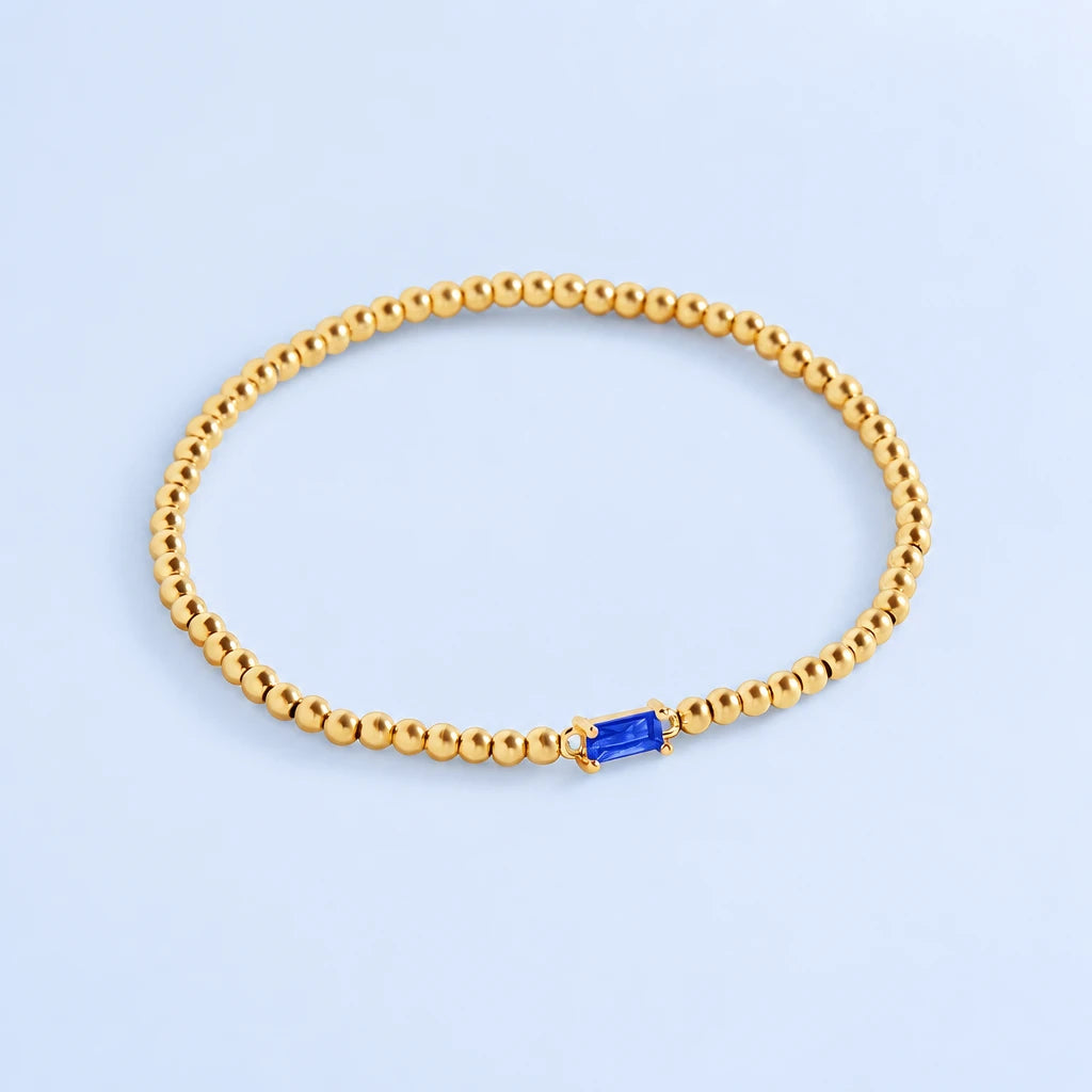 Gold Beaded Birthstone Bracelet