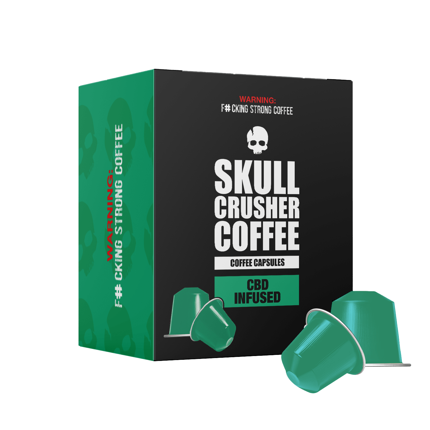 Skull Crusher Coffee CBD-infused Nespresso capsules, coffee capsules with infused flavor, designed for Nespresso coffee machines