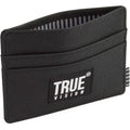 Black nylon slim card wallet by truevisionbrand featuring RFID-blocking design and compact, minimalist style.