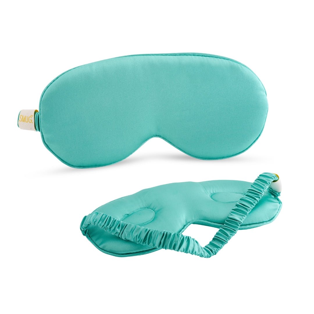 Aqua SMUG Cloud Padded Satin Sleep Mask with soft, cloud-like padding and satin fabric for comfortable sleep.