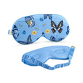 SMUG cloud padded satin sleep mask with butterfly print, featuring soft fabric and an elastic band for comfortable sleep.