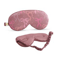 Cloud padded satin sleep mask with mocha bows print by SMUG, featuring a soft, plush design for comfortable sleep.