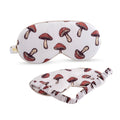 SMUG cloud padded satin sleep mask with a charming toadstool print, designed for comfortable, restful sleep.
