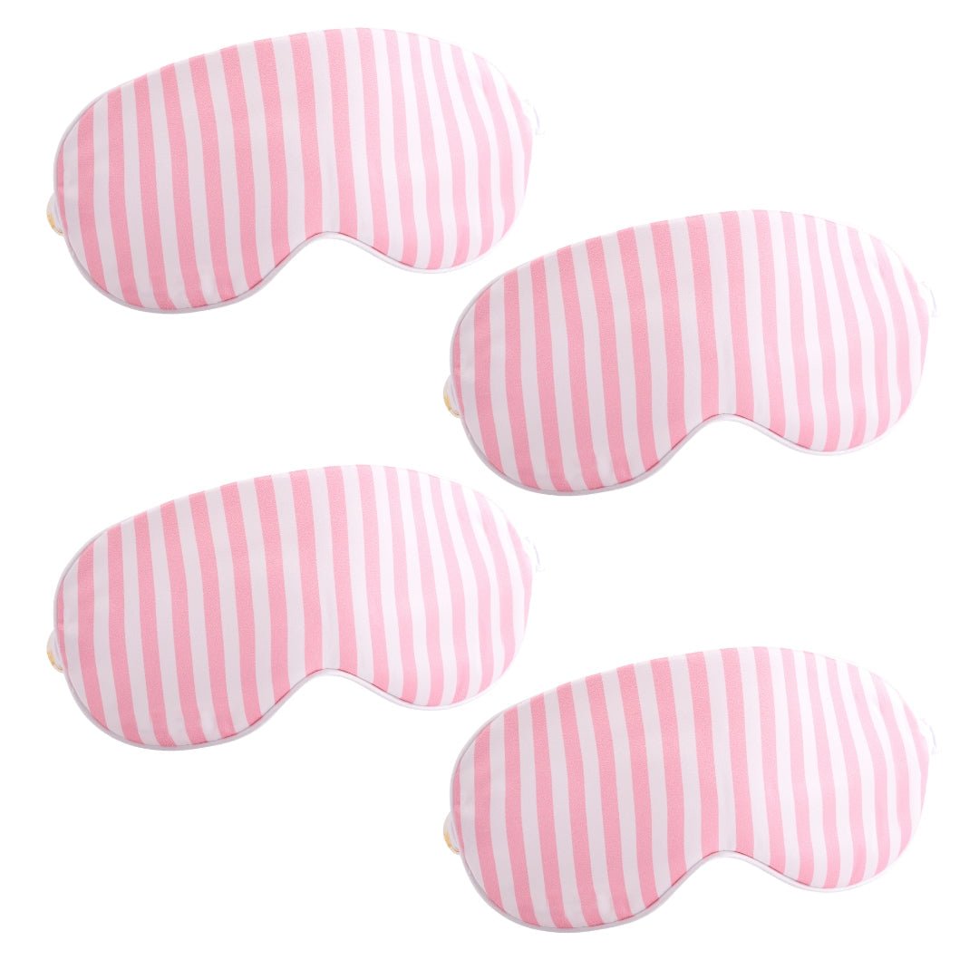 Set of SMUG satin sleep masks in various colorful candy-themed designs, soft and comfortable for restful sleep.