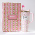 Stanley x LoveShackFancy Blooming Heirloom Quencher H2.0 FlowState Tumbler 40oz – Limited Edition Pink Floral Bow Tumbler-0