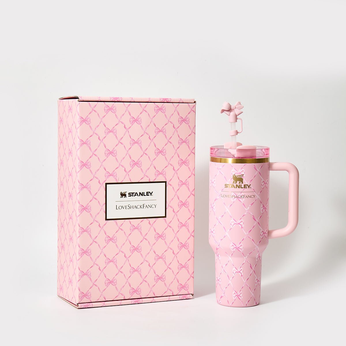 Stanley x LoveShackFancy Diamond Bow Quencher H2.0 FlowState Tumbler 40oz – Limited Edition Pink Ribbon Collection-0