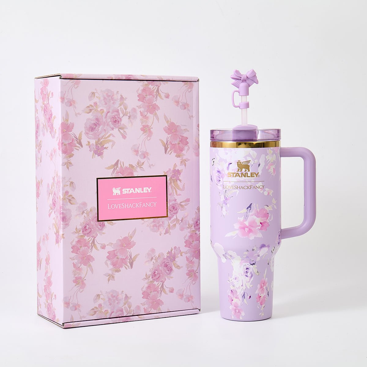 Stanley x LoveShackFancy Floral Lavender Quencher H2.0 FlowState Tumbler 40oz – Limited Edition Lavender Blossom Bow Tumbler-0