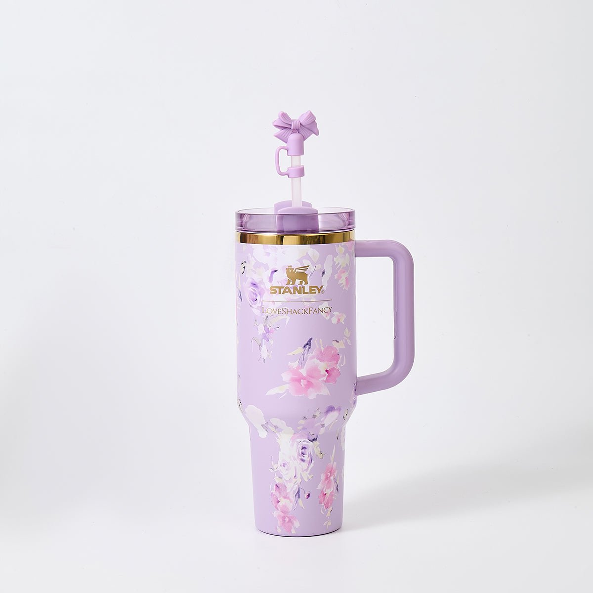 Stanley x LoveShackFancy Floral Lavender Quencher H2.0 FlowState Tumbler 40oz – Limited Edition Lavender Blossom Bow Tumbler-2