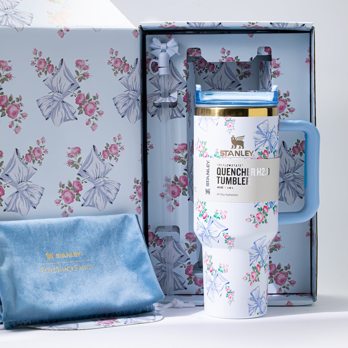 Stanley x LoveShackFancy Rosa Beaux Quencher H2.0 FlowState Tumbler 40oz – Limited Edition Floral Bow Collection-3