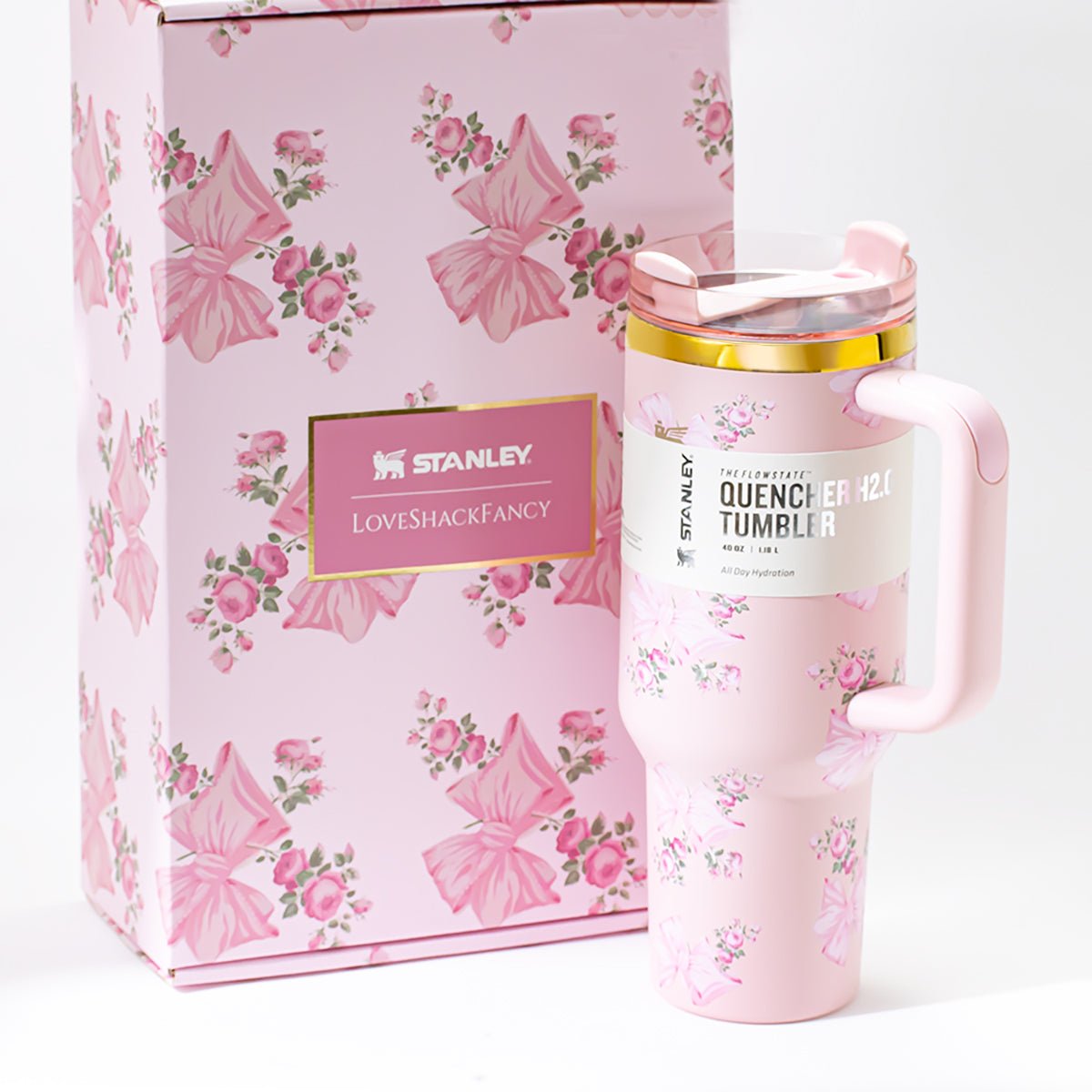 Stanley x LoveShackFancy Rosa Beaux Quencher H2.0 FlowState Tumbler 40oz – Limited Edition Floral Bow Collection-5