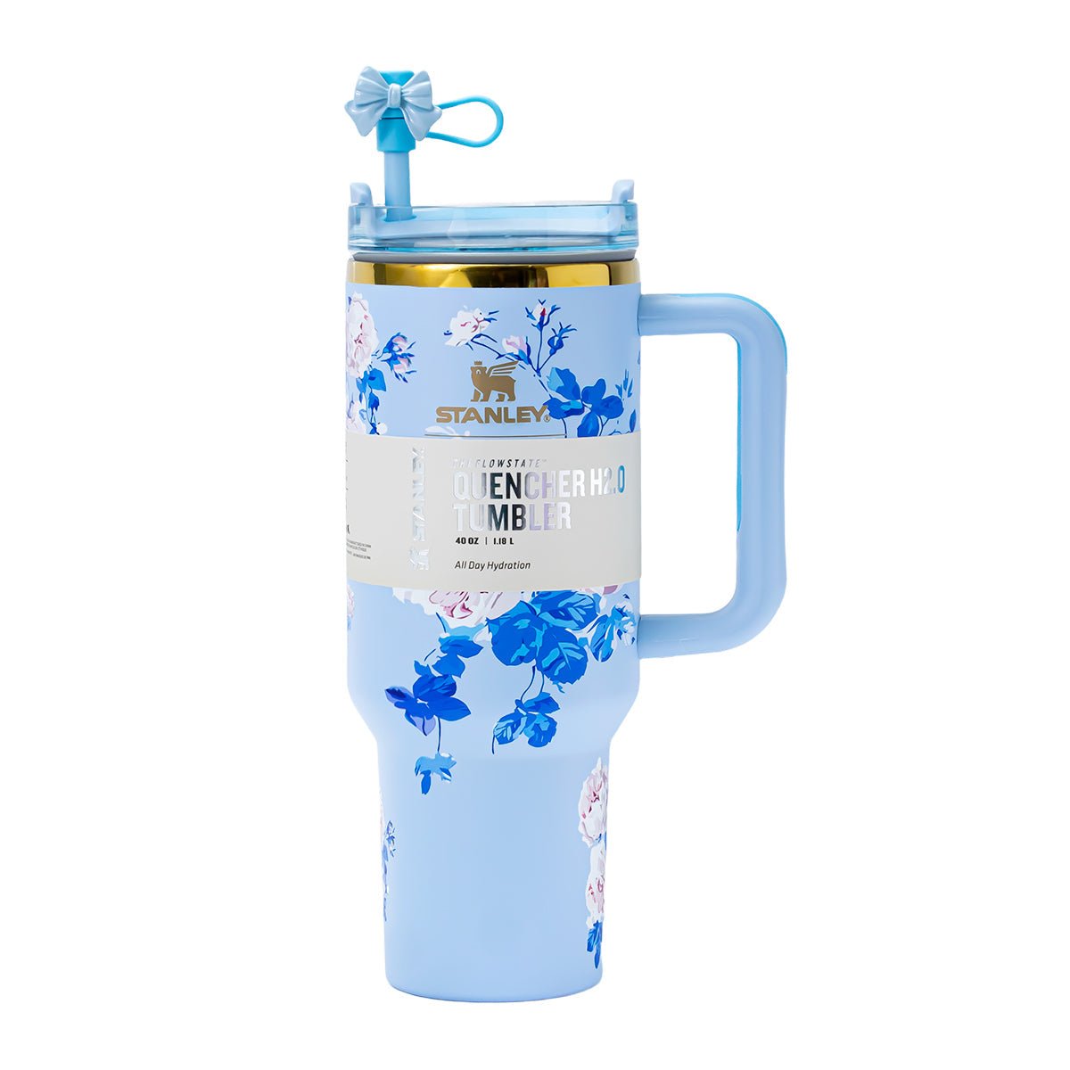 Stanley x LoveShackFancy Sky Bloom Quencher H2.0 FlowState Tumbler 40oz – Limited Edition Blue Botanical Collection with Bow Straw Topper-2