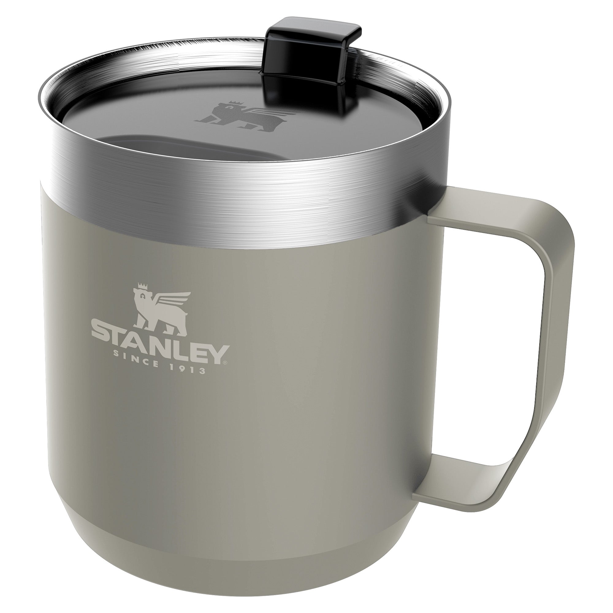 Stanley Stay Hot Camp Mug 0.35L, durable travel mug with insulated design and sturdy handle for hot beverages.