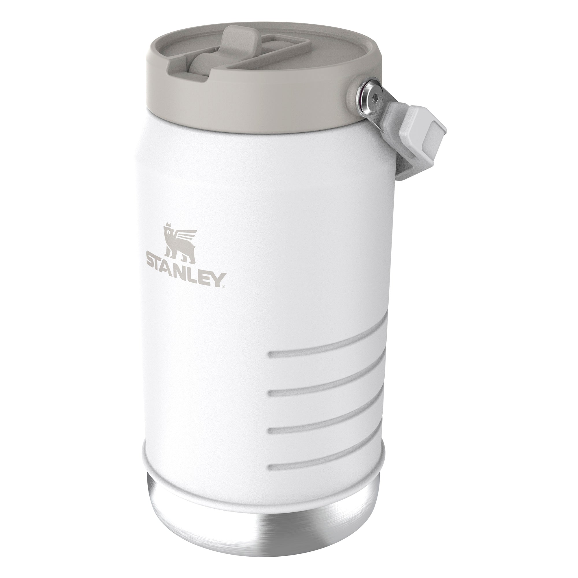 Stanley IceFlow Flip Straw 2.0 1.9L water bottle with flip lid and spout, durable stainless steel construction, large capacity.