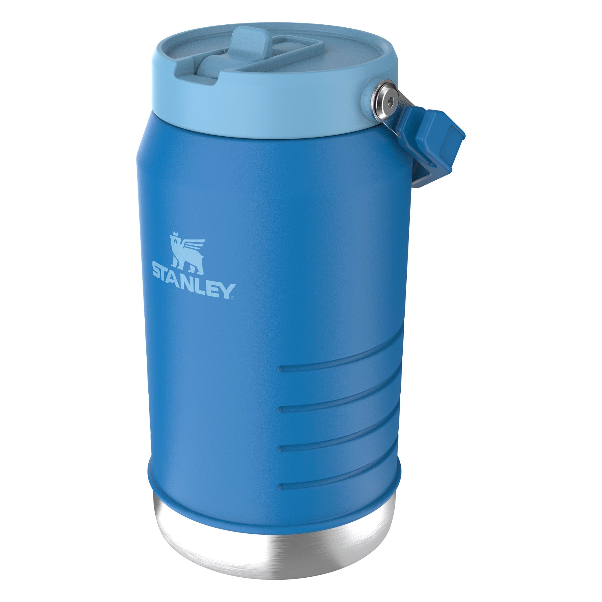 Stanley IceFlow Flip Straw 2.0 1.9L water bottle with flip lid and straw, durable plastic design for outdoor hydration.