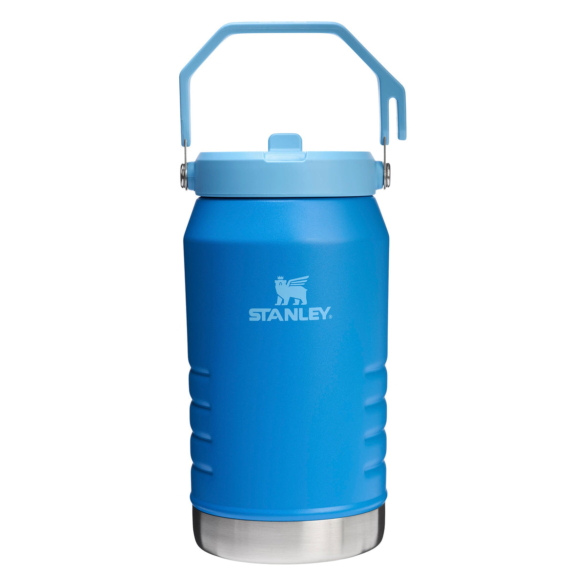 Stanley IceFlow Flip Straw 2.0L water bottle with frosted finish and large capacity, featuring a flip straw for easy drinking.