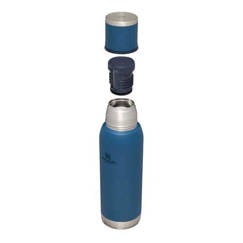 Stanley Adventure To Go 1.0L water bottle with stainless steel body and screw-on lid, designed for outdoor hydration.