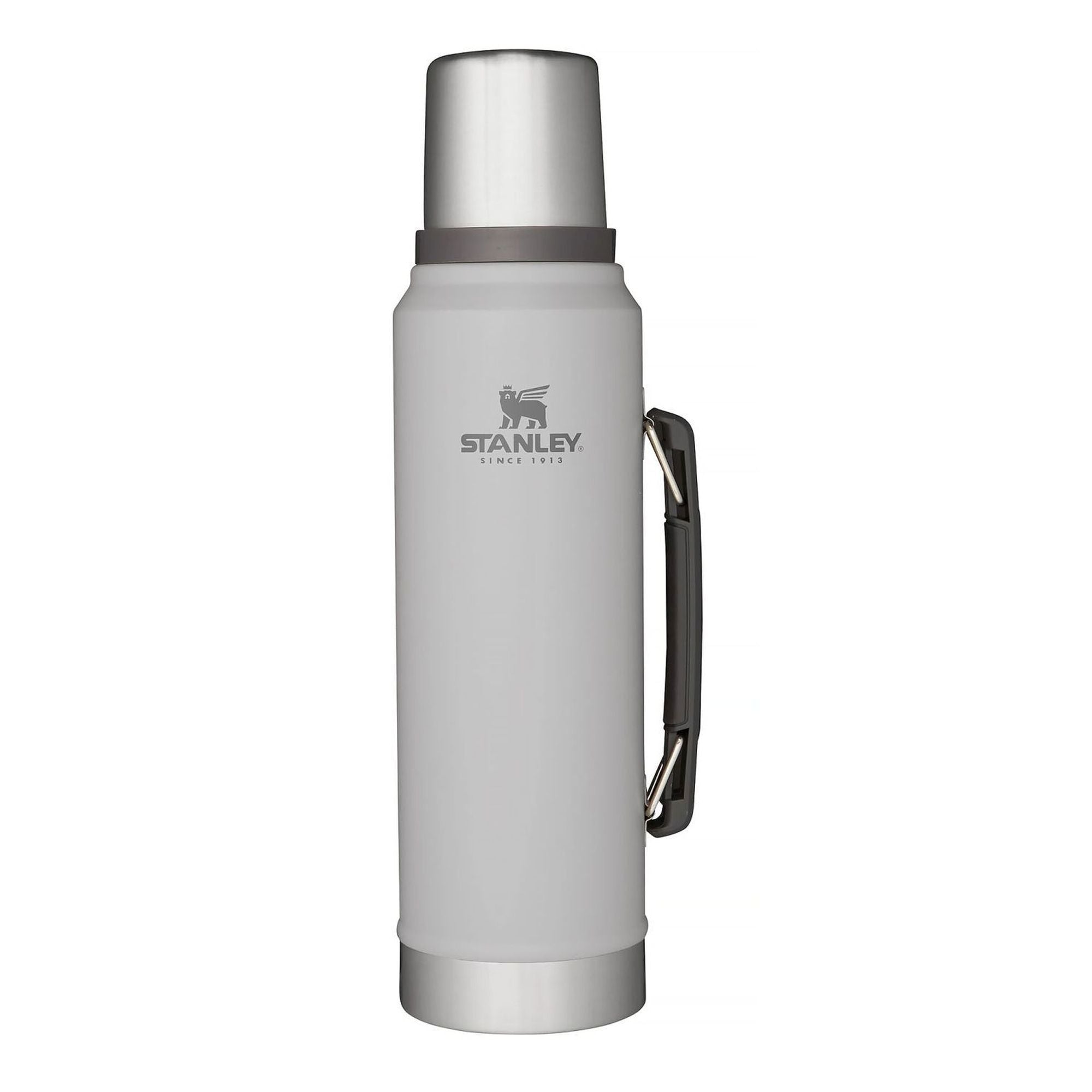 Stanley Legendary Classic 1.0L water bottle with stainless steel body and screw-top lid, designed for durable outdoor use.