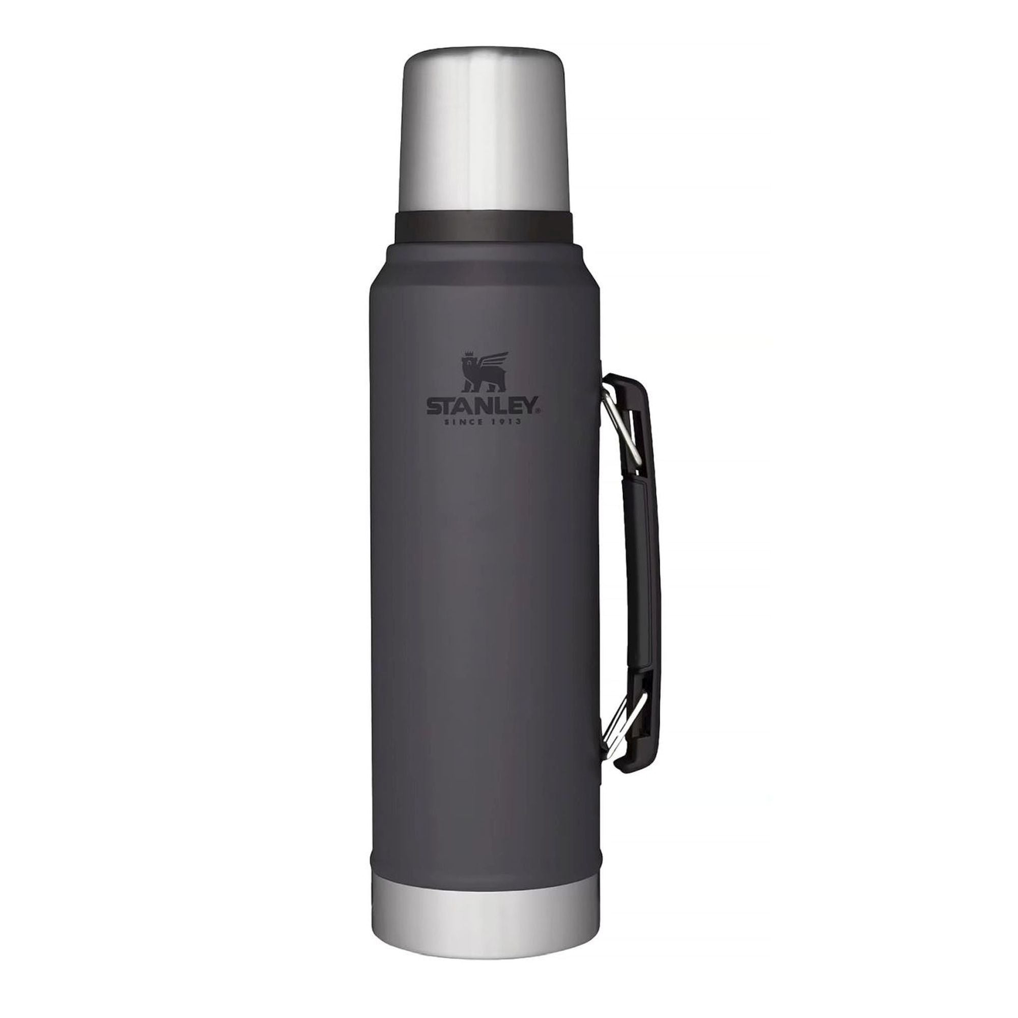 Stanley Legendary Classic 1.0L water bottle with stainless steel body and screw-on lid, designed for durable hydration.