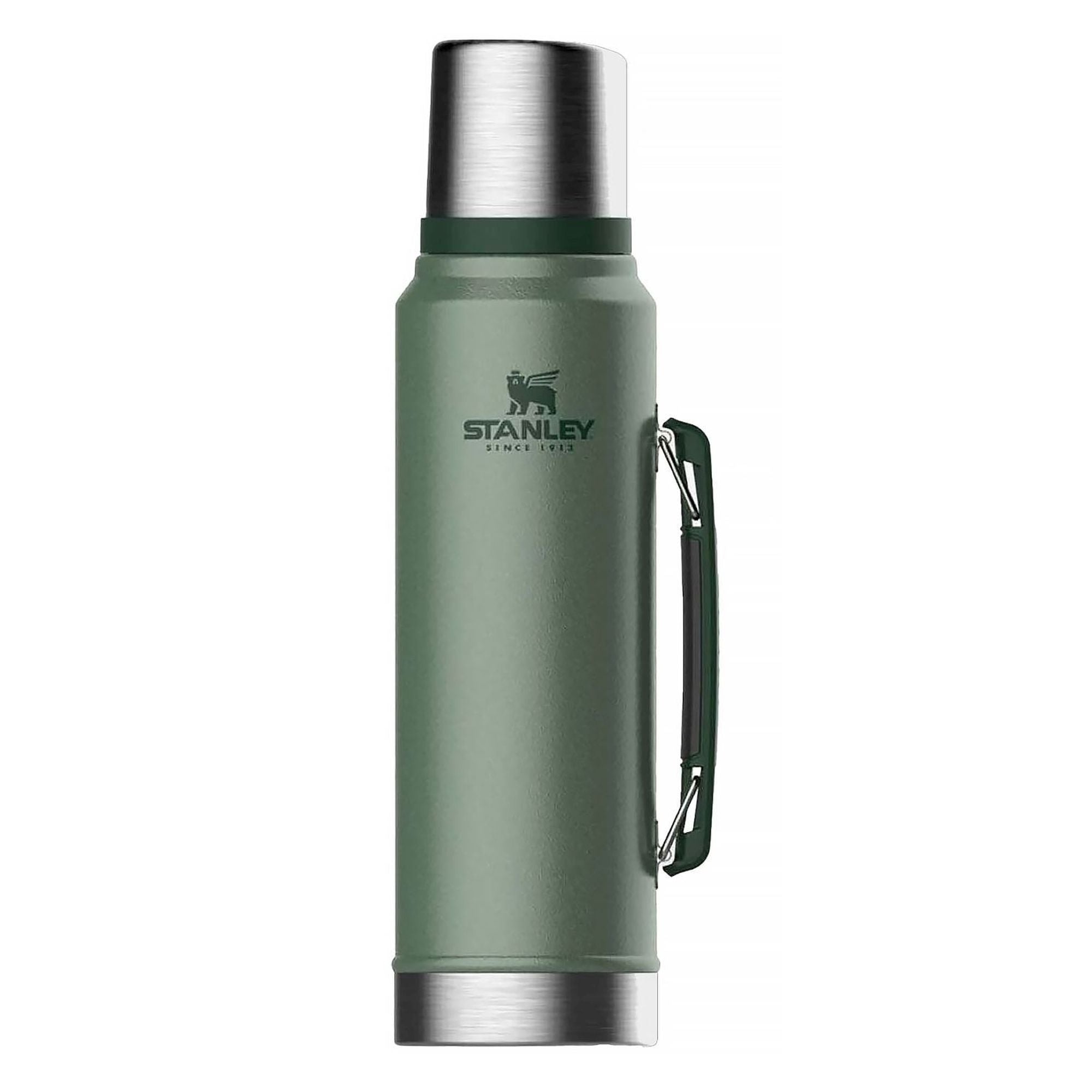 Stanley Legendary Classic 1.0L water bottle with stainless steel body and screw-top lid on white background