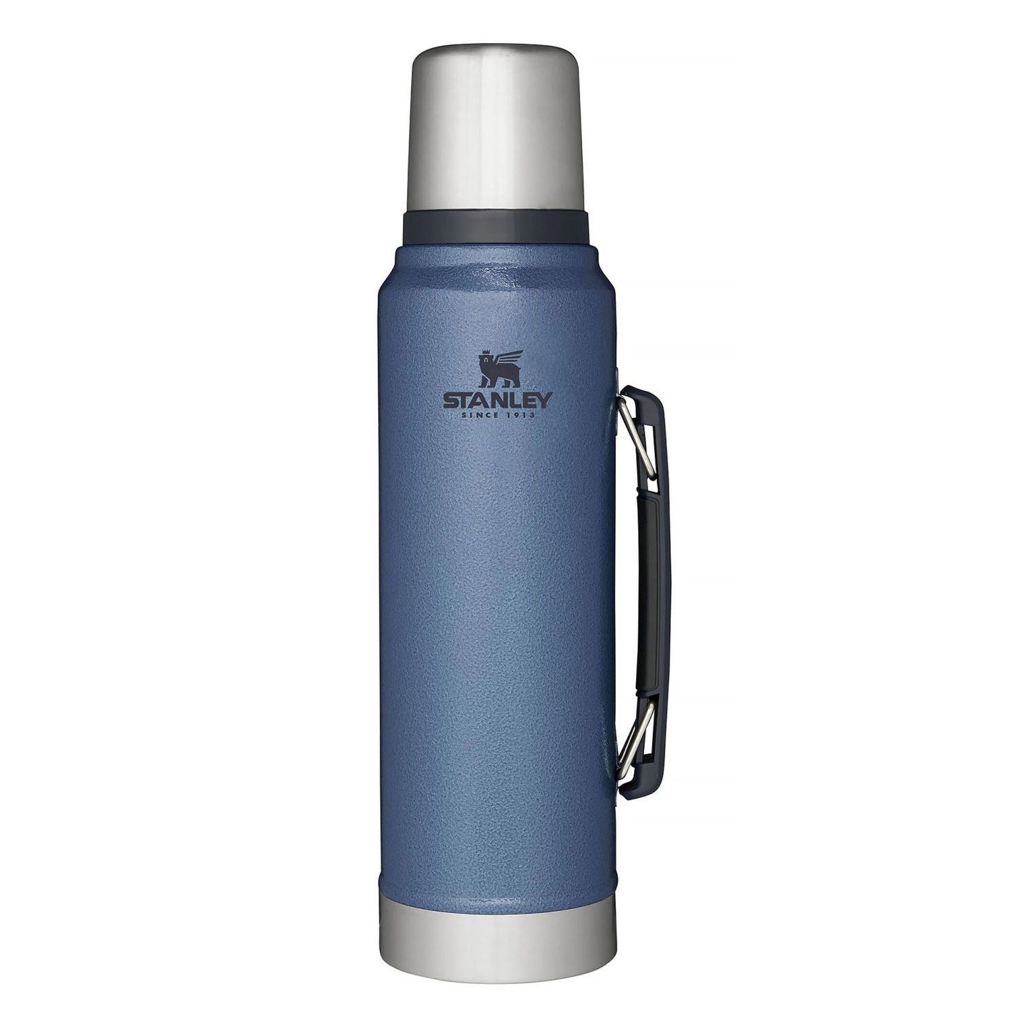Stanley Legendary Classic 1.0L water bottle with stainless steel body and screw-on lid, designed for durability and portability.