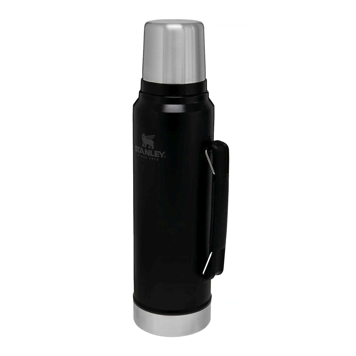 Stanley Legendary Classic 1.0L water bottle in ash color, durable stainless steel design with a secure lid and ergonomic shape.