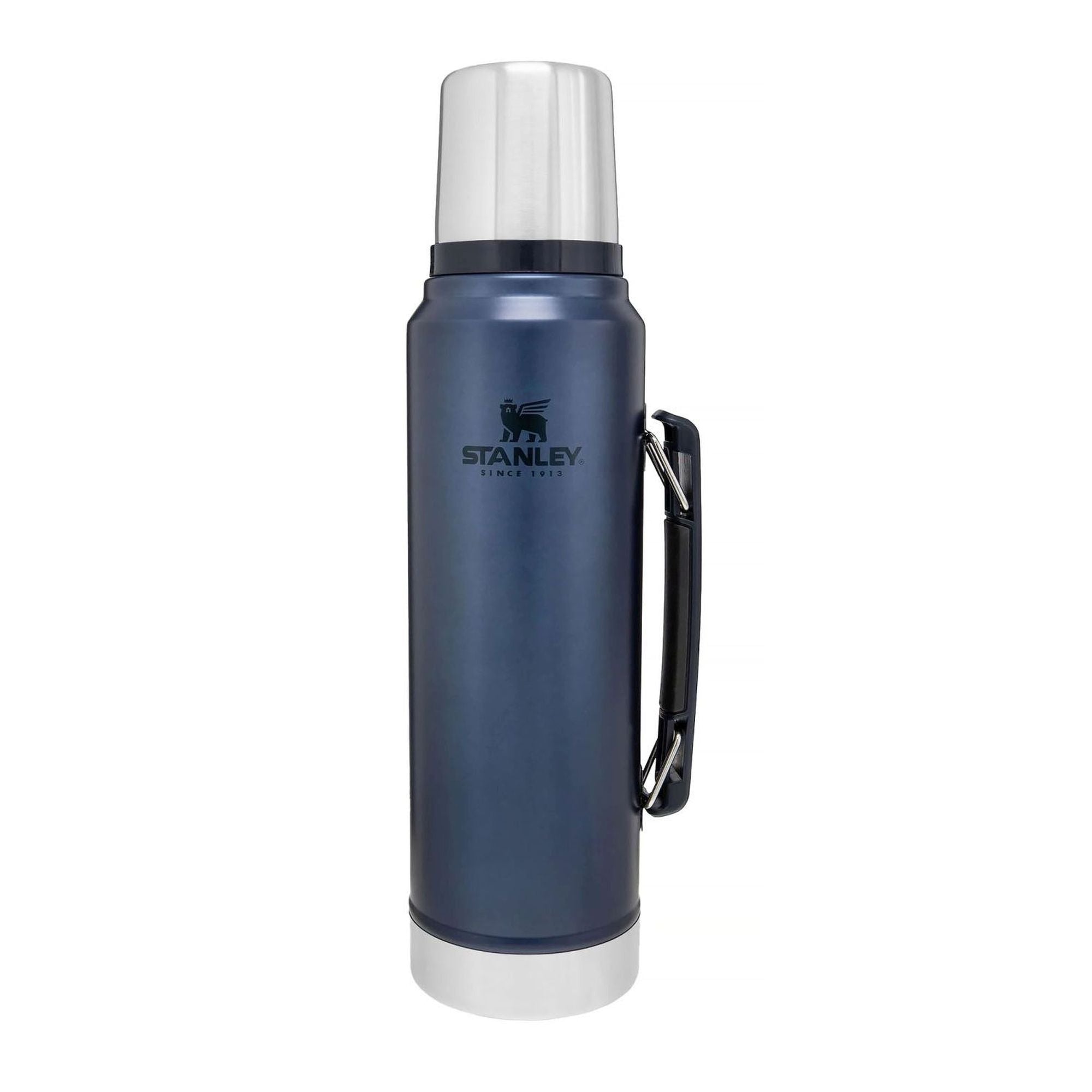 Stanley Legendary Classic 1.0L water bottle with stainless steel body and screw-top lid, ideal for outdoor and everyday use.