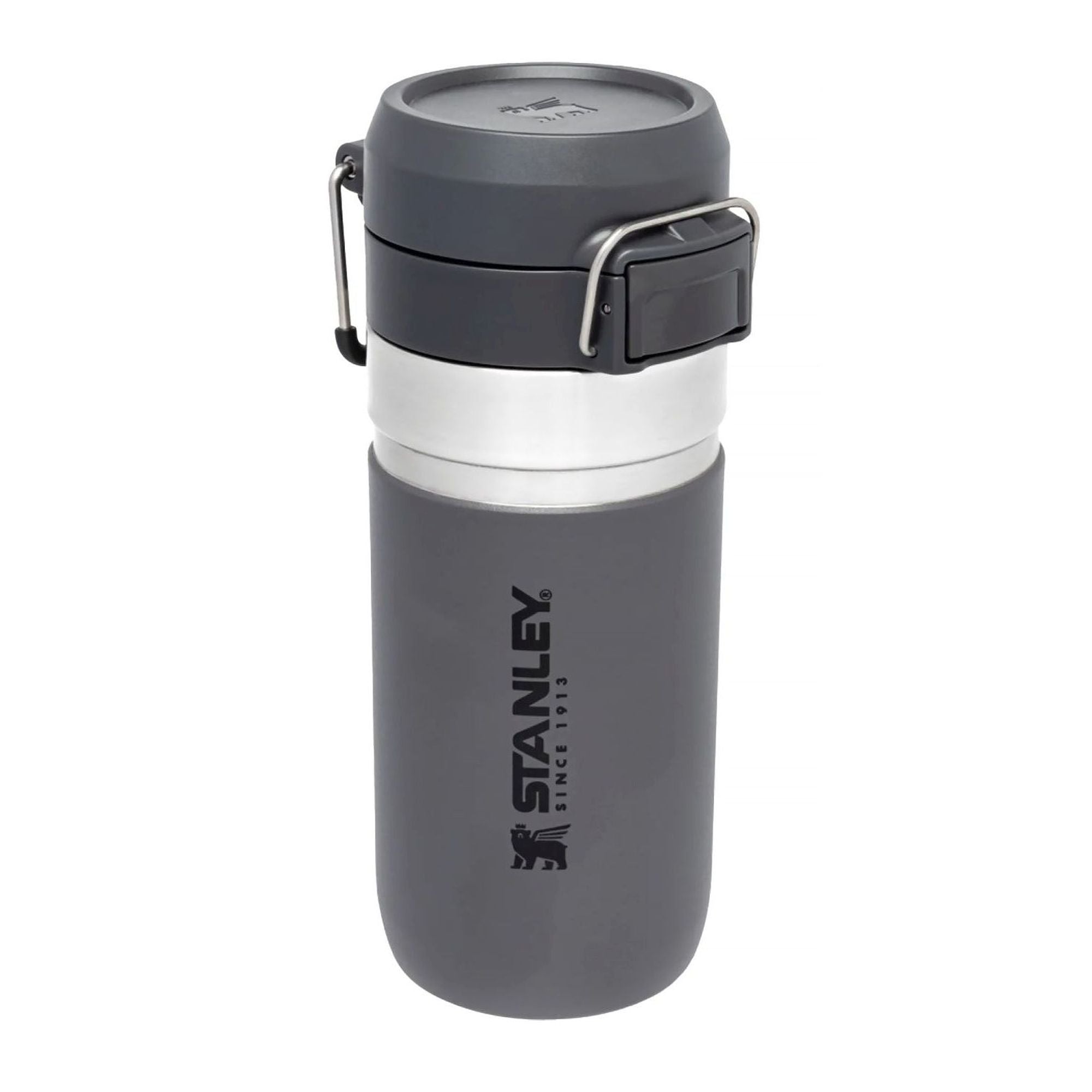 Stanley Quick Flip Water Bottle 0.47L with flip-top lid and durable stainless steel body for easy hydration on the go.