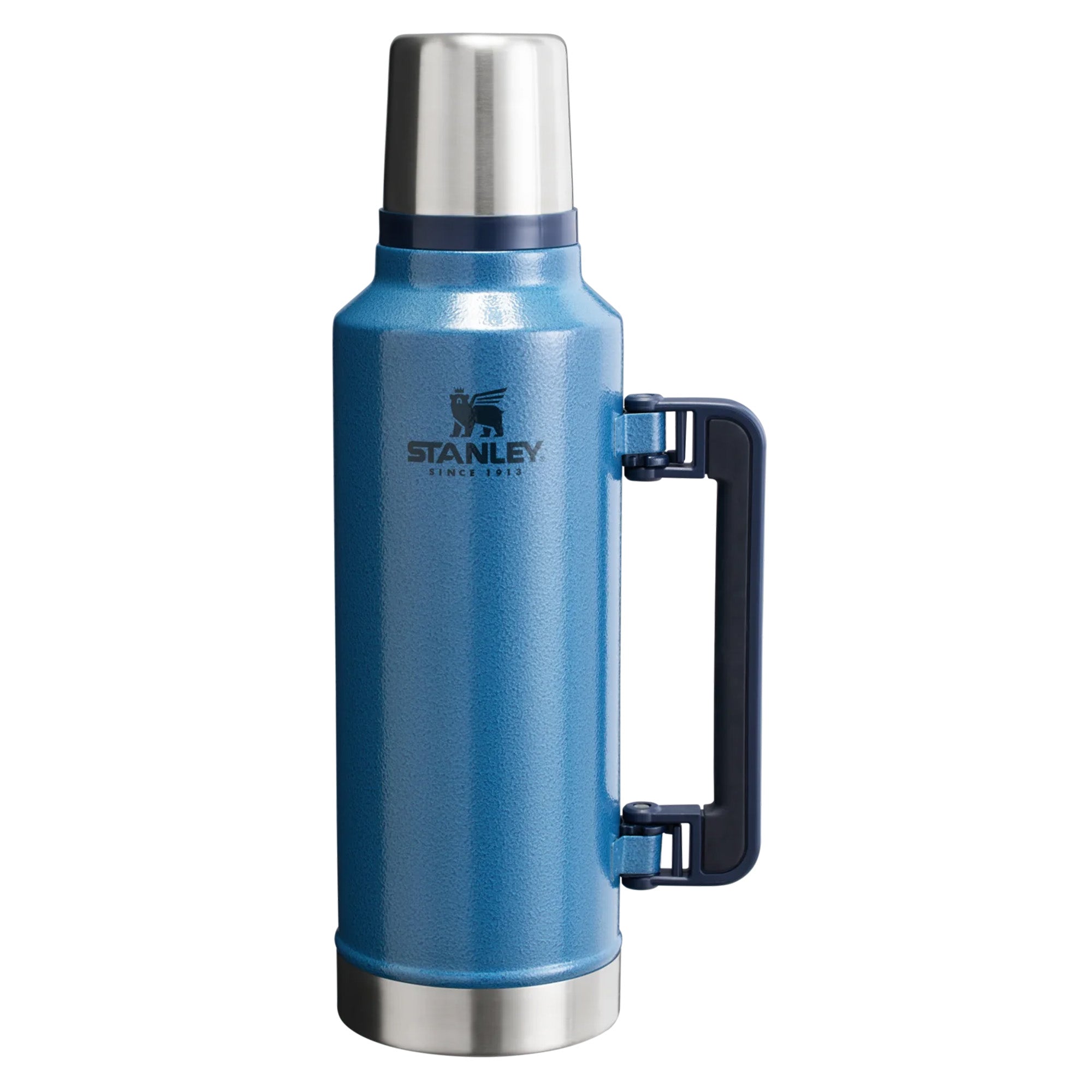 Stanley Legendary Classic 1.9L water bottle in silver with a durable stainless steel design and screw-on lid.