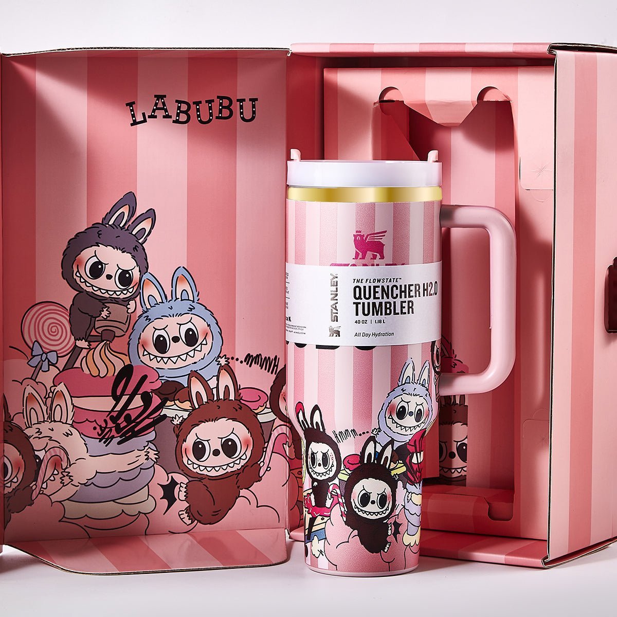Stanley x Labubu Limited Edition Tumbler Pink Stripe Quencher-3