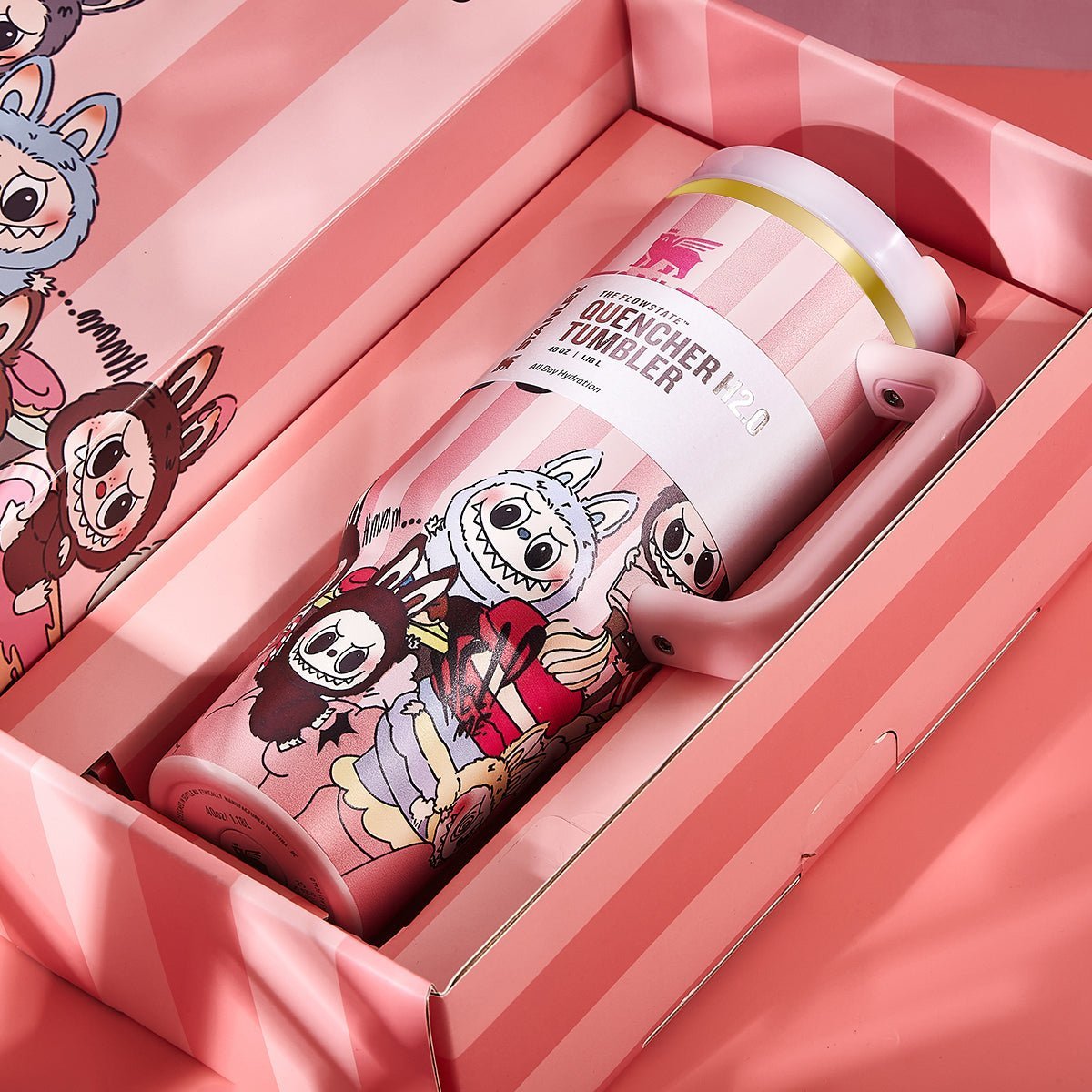 Stanley x Labubu Limited Edition Tumbler Pink Stripe Quencher-4