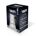 Bialetti Venus stovetop coffee maker with polished aluminum exterior and black handle for brewing Italian espresso.