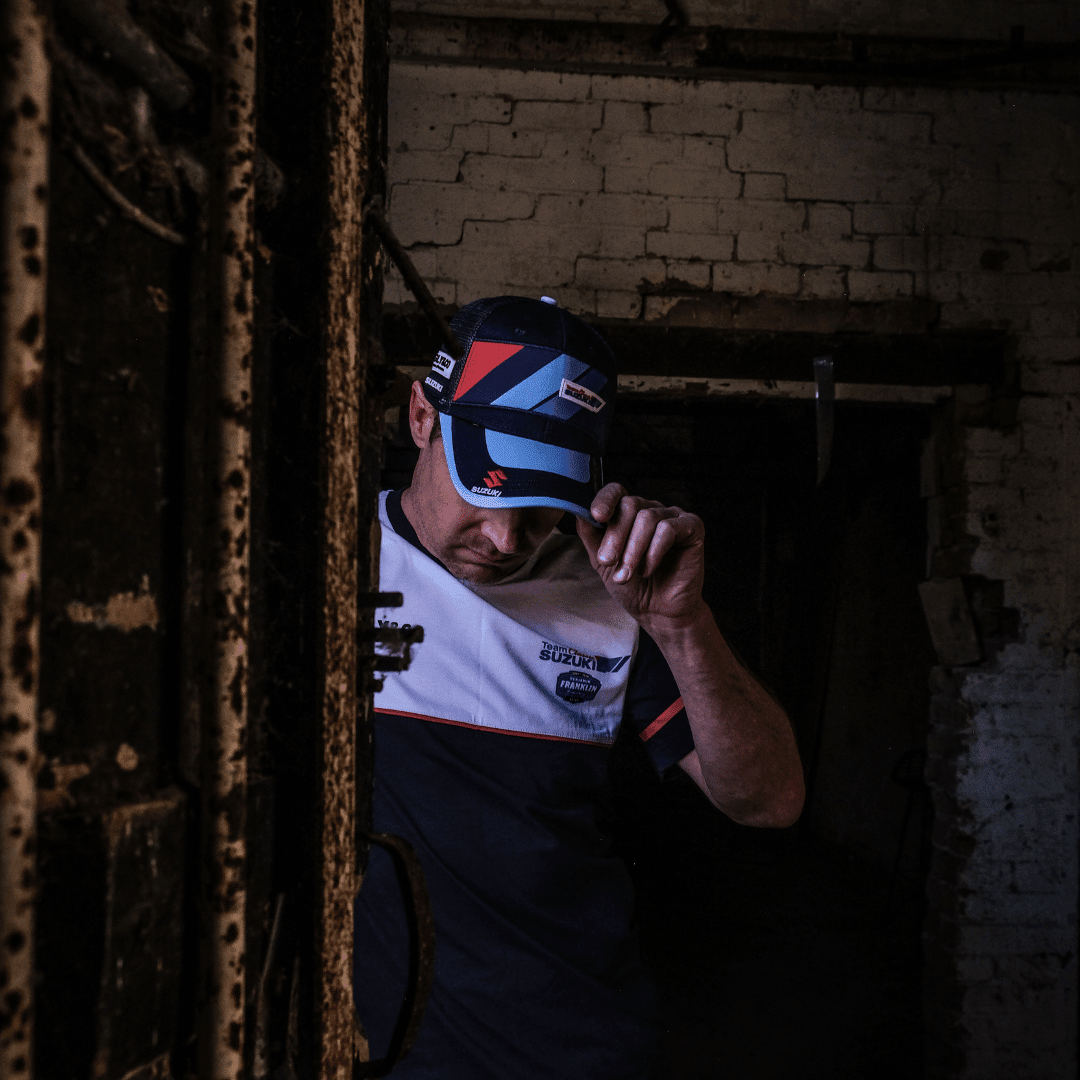 Uggly and Co Team Classic Suzuki Trucker Cap featuring Isle of Man TT logo, adjustable mesh back and structured front panel.