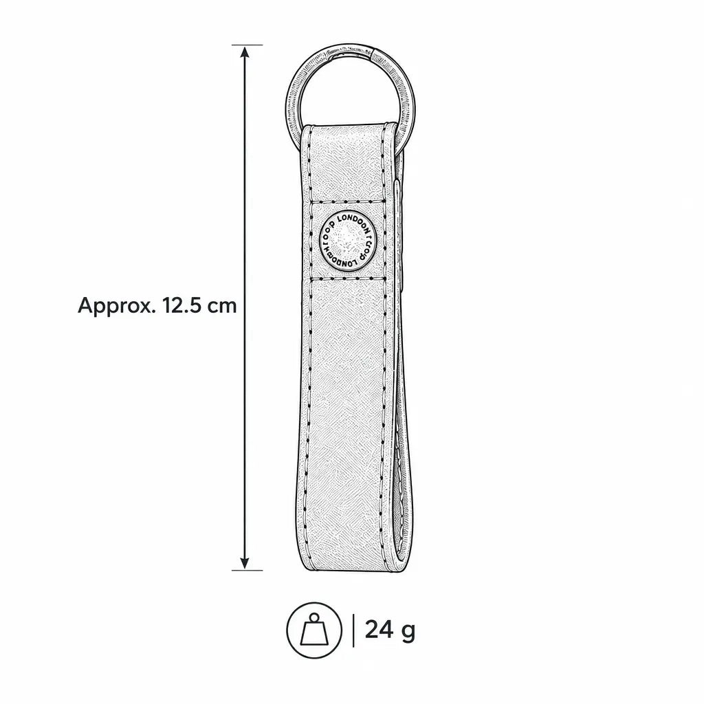 Illustration of Troop London Genuine Leather Loop Keyring TA002 showing its sleek leather design and durable metal ring.