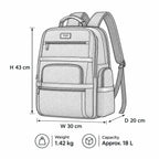 Troop London business backpack with lay-flat tech zone, shown in technical illustration, designed for laptops and organization.