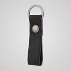 Black genuine leather loop keyring by Troop London, durable accessory with sleek leather finish and metal keyring attachment.