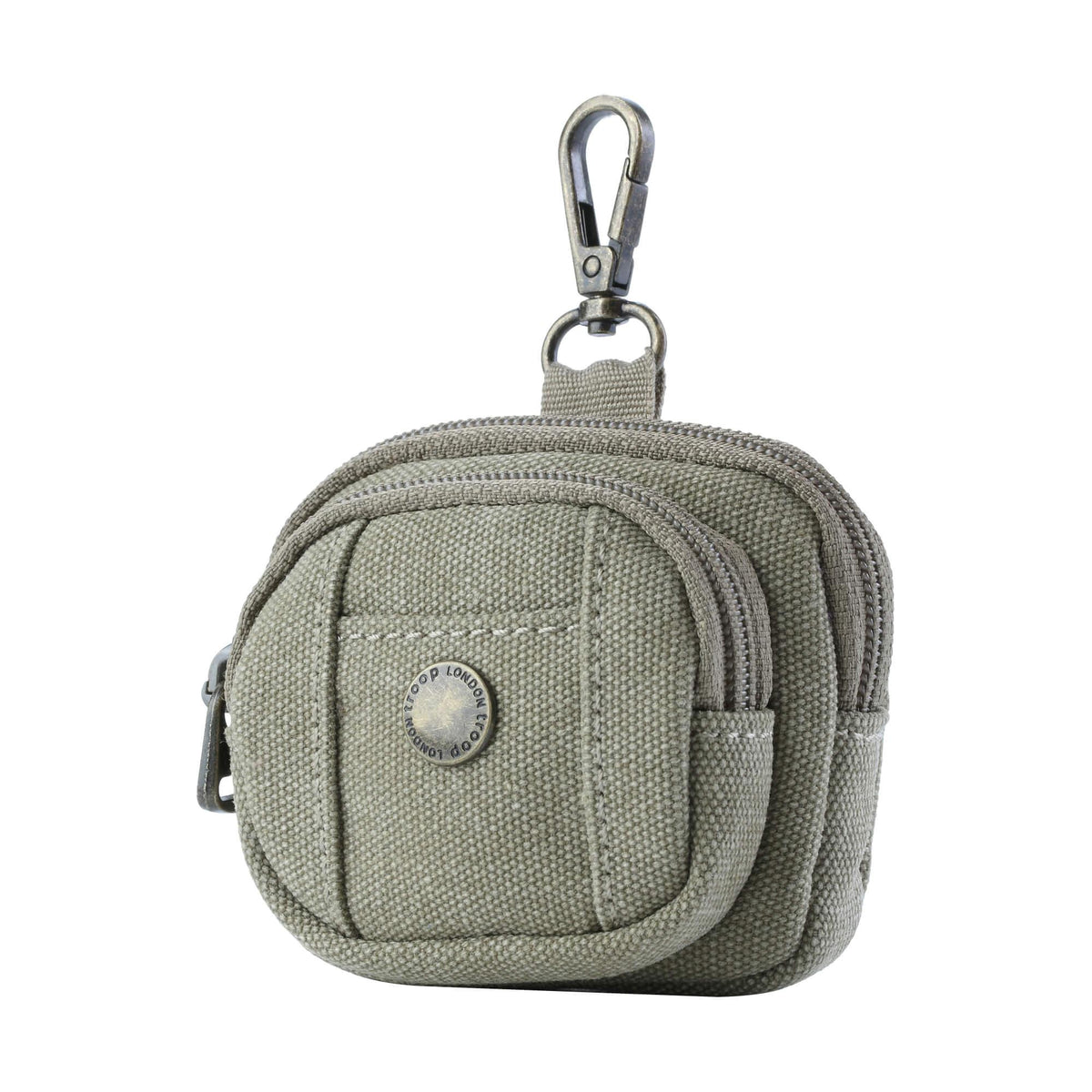 Turquoise classic canvas bag charm by Troop London, horizontal accessory with stylish design, perfect for decorating bags.