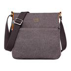Troop London classic charcoal canvas crossbody bag with adjustable strap, featuring a simple, stylish design for everyday use.